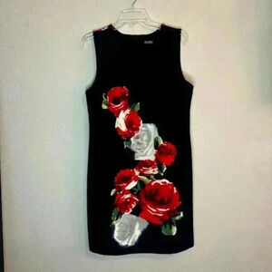 Black‎ & Red Floral Sleeveless Dress